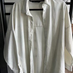 ZARA WHITE CORDUROY BUTTON DOWN